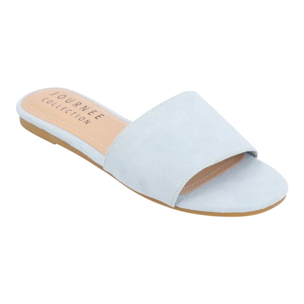 Journee Women's Kolinna Slip On Flat Slide Sandals Blue Size 7 1/2